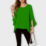 Aria - Blusa de material leve com decote redondo