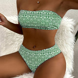 Biquíni Bandeau Floral em Duas Peças