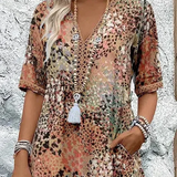 Roxana | Vestido Midi Envolvente Floral Vibrante