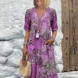 Roxana | Vestido Midi Envolvente Floral Vibrante
