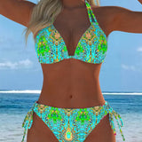 Top Halter Estampado em Cores Vibrantes