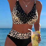 Bralette de Biquíni com Estampa de Leopardo