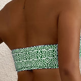 Biquíni Bandeau Floral em Duas Peças