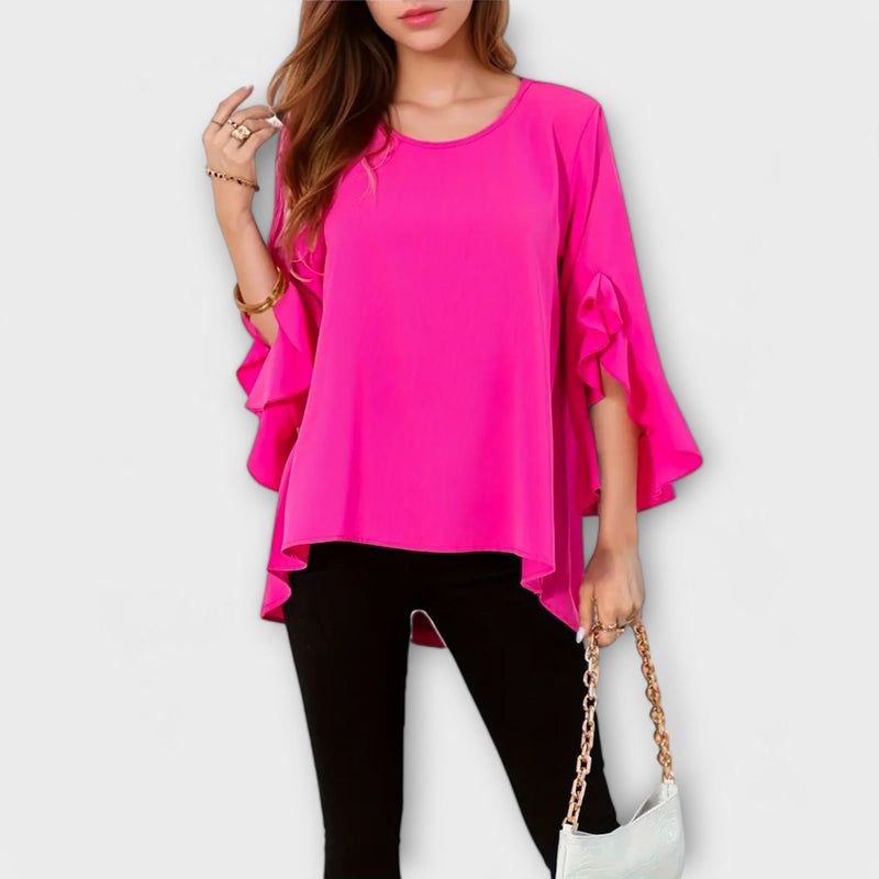 Aria - Blusa de material leve com decote redondo