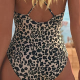 Maiô Estampado de Leopardo com Decote em V