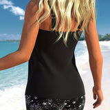 Sun-Printed Tankini with Boyshorts