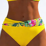 Bralette de Bikini com Estampa em Contraste