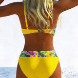Bralette de Bikini com Estampa em Contraste