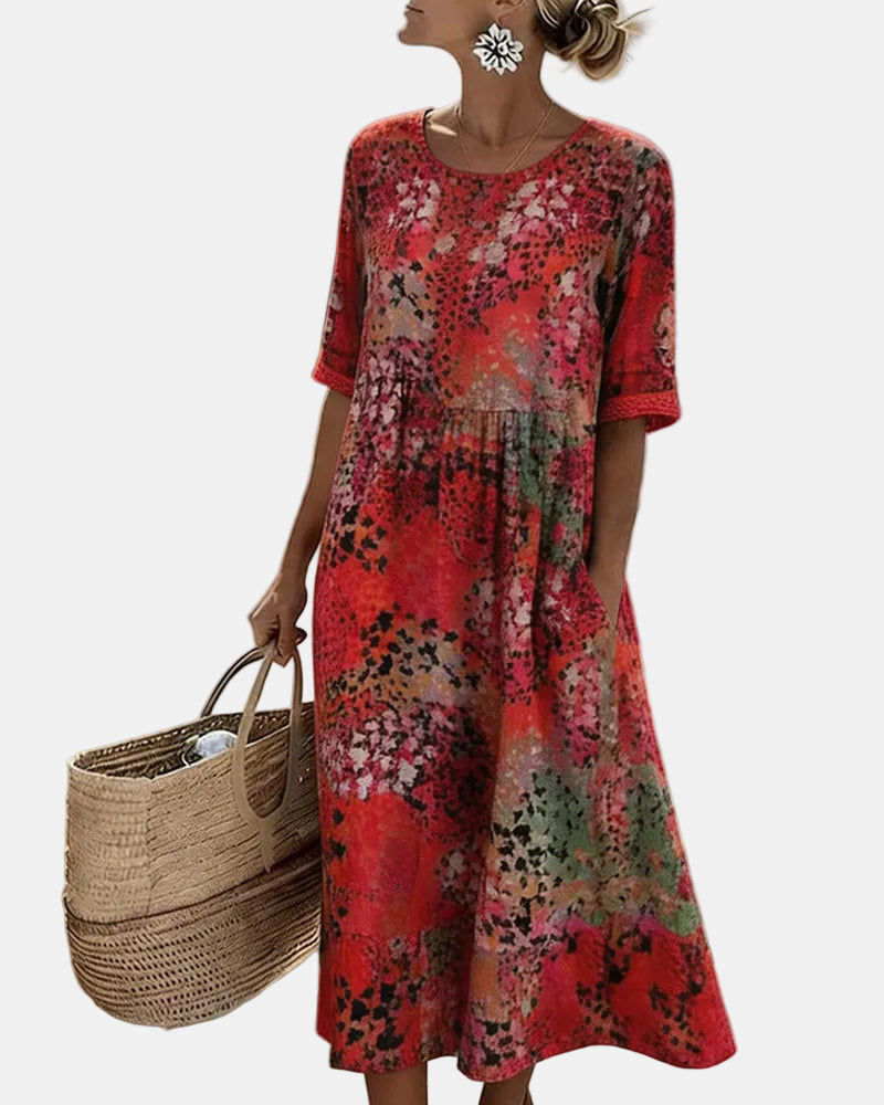 Paula | Vestido midi floral solto e leve