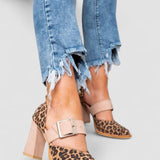 Selveta | Sapatilhas de camurça com estampado de leopardo e salto estável