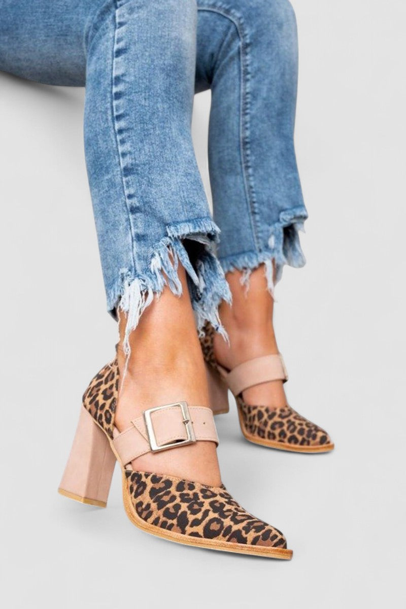 Selveta | Sapatilhas de camurça com estampado de leopardo e salto estável
