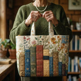 Bolsa Artesanal Estofada Livros e Flores | Poesia em Cada Página
