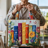 Bolsa Artesanal Design Floral de Biblioteca | Romance entre Flores e Livros