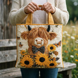 Bolsa Acolchoada Vaca das Terras Altas com Girassóis | Charme Rural