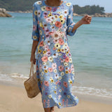 Maria - Vestido Midi Confortável e Elegante com Bordado