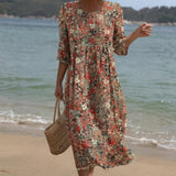 Sara - Vestido Maxi de Decote Redondo com Bordado