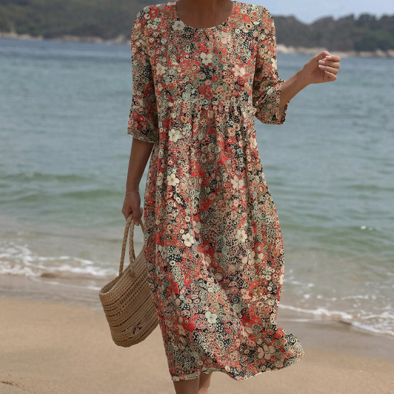 Sara - Vestido Maxi de Decote Redondo com Bordado