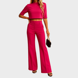 Mareen - Conjunto ajustado de outono com top e calças para mulheres