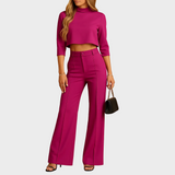 Mareen - Conjunto ajustado de outono com top e calças para mulheres