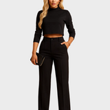 Mareen - Conjunto ajustado de outono com top e calças para mulheres