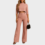Mareen - Conjunto ajustado de outono com top e calças para mulheres
