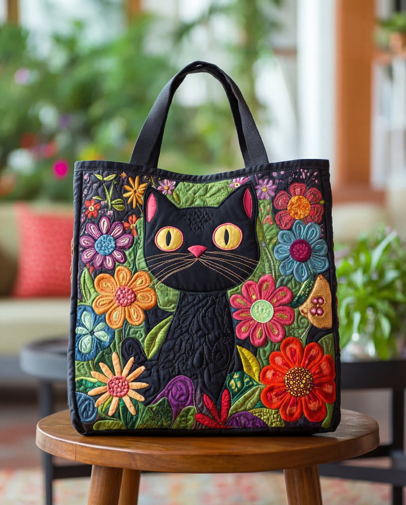Bolsa Artesanal Acolchado Gato Negro Encantado