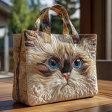 Bolsa Artesanal Gato Branco de Olhos Azuis