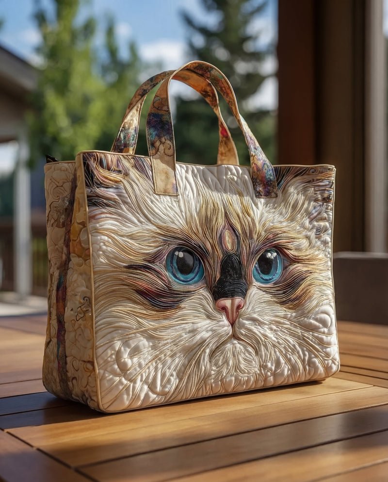 Bolsa Artesanal Gato Branco de Olhos Azuis