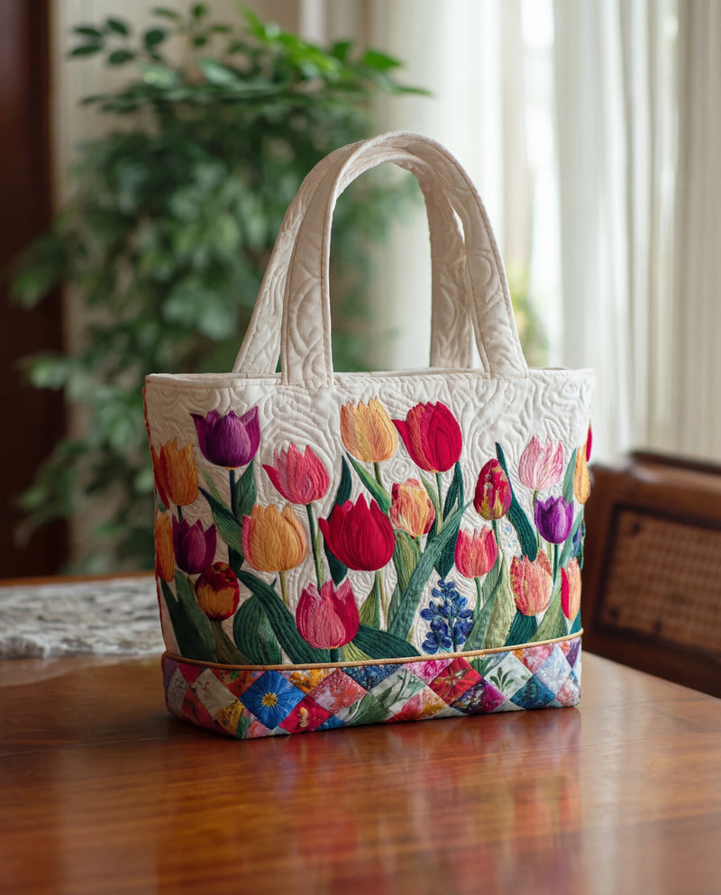 Bolsa Artesanal Acolchado Tulipa
