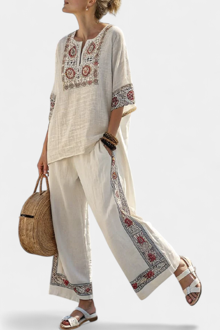 Amália | Elegante conjunto mediterrâneo Daisy de lã