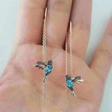 Pendentes em forma de colibri de esmalte e zircónia