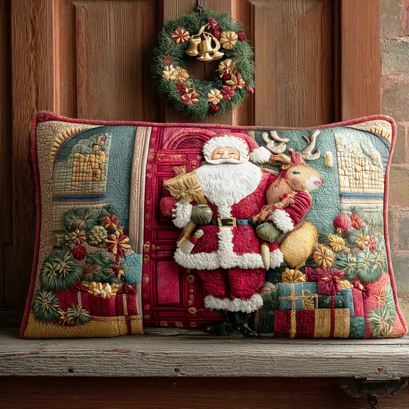 Capa de Almofada Acolchoada - Acolhimento Quente do Pai Natal