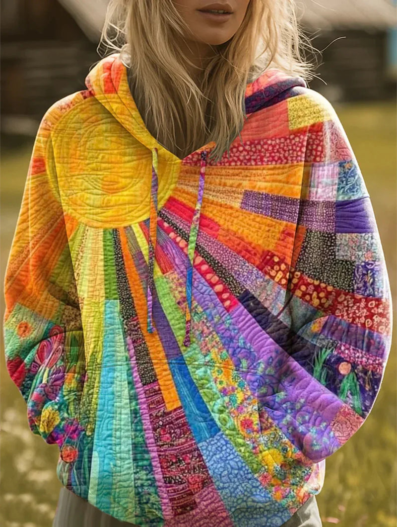Tamara - Sweatshirt Boho Colorida com Motivos de Costura