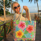Bolso de Praia Feito à Mão | Flor Tropical